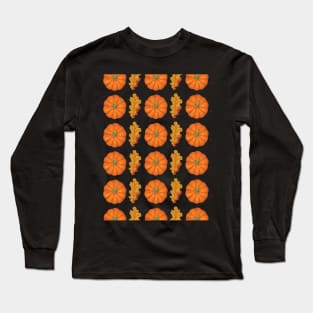 Pumpkin and Leafs Halloween Seamless Pattern Design Gifts Long Sleeve T-Shirt